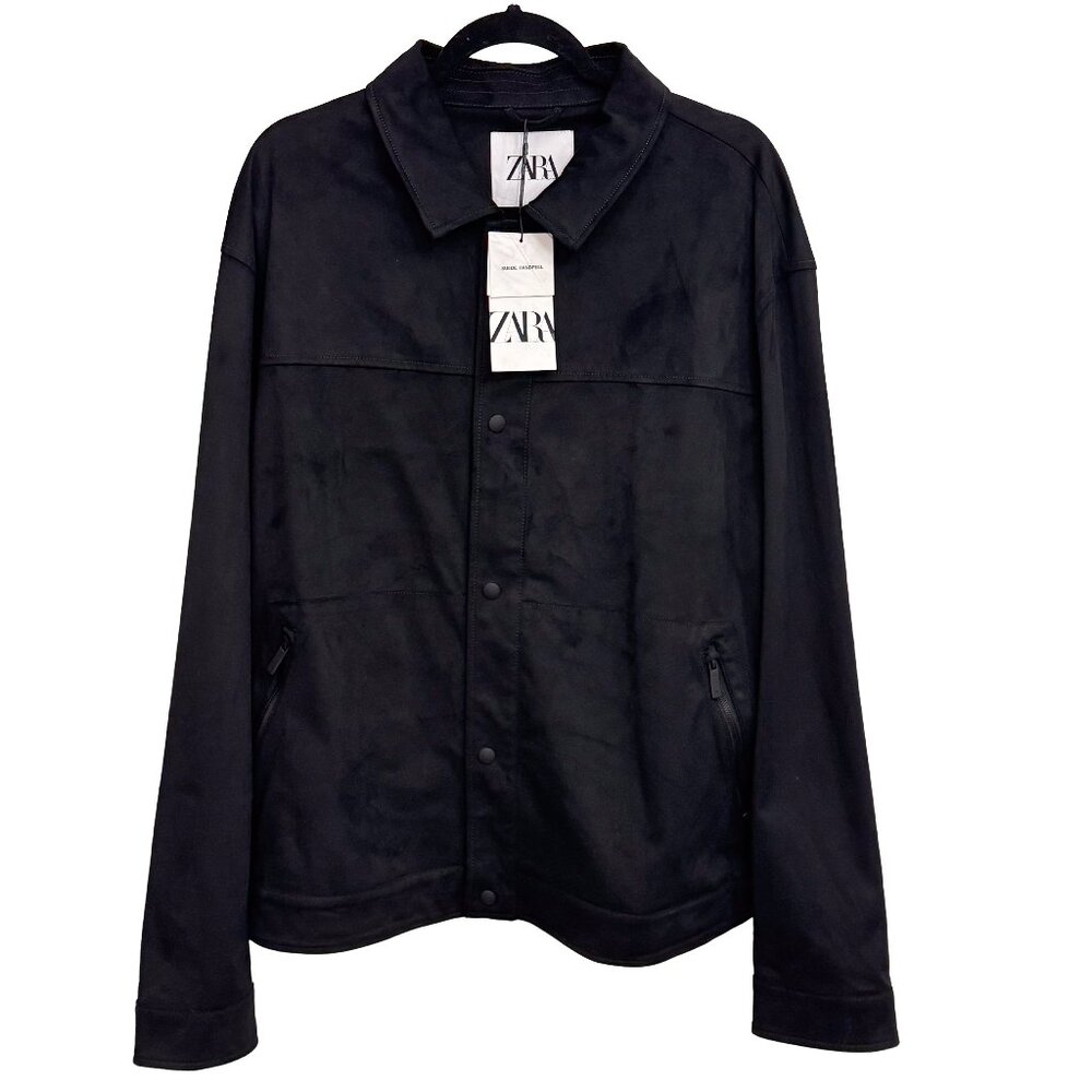 NWT Zara Faux Suede Collared Jacket with Zip Pockets